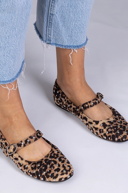Panterprint ballerina's met studs en...