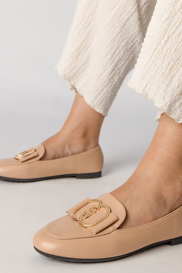 Crème dames mocassins met...