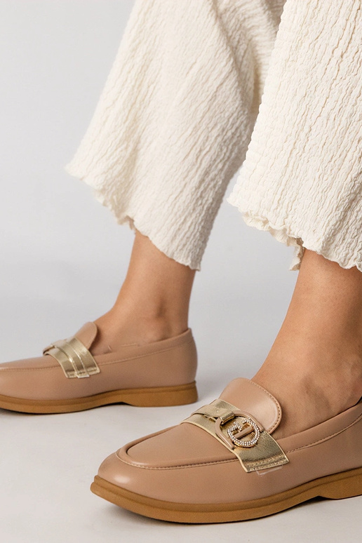 Crème mocassins van eco-leer met...