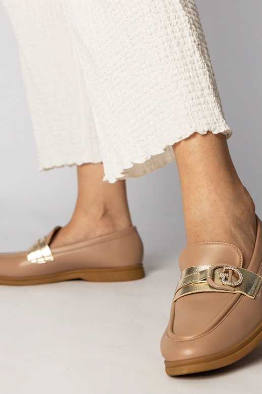 Crème mocassins van eco-leer met...