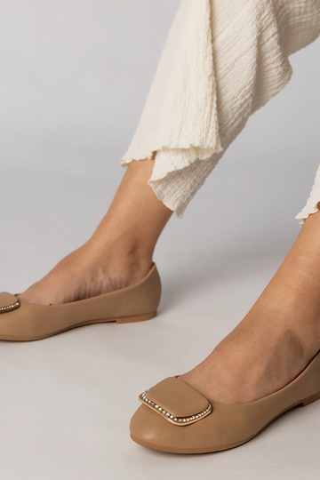 Bruine dames ballerina's met zirconia steentjes, „Bejla"