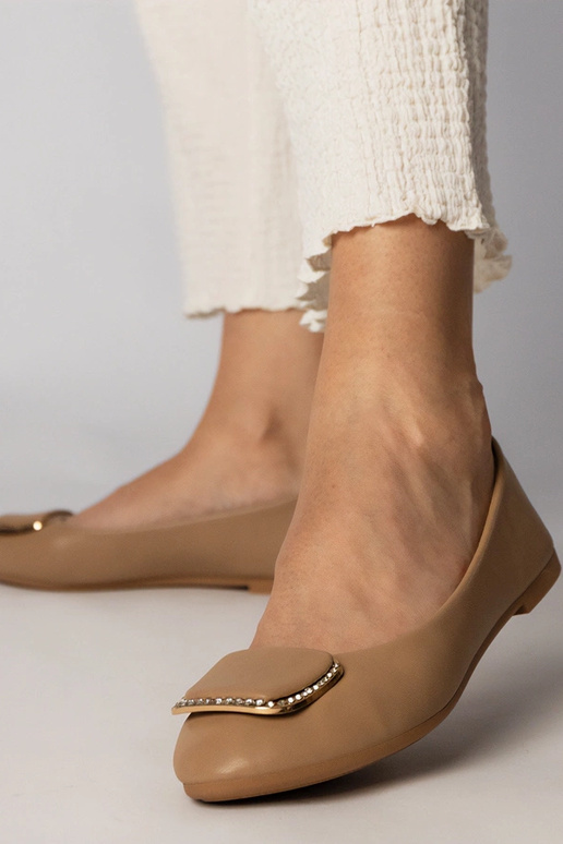 Bruine dames ballerina's met zirconia...