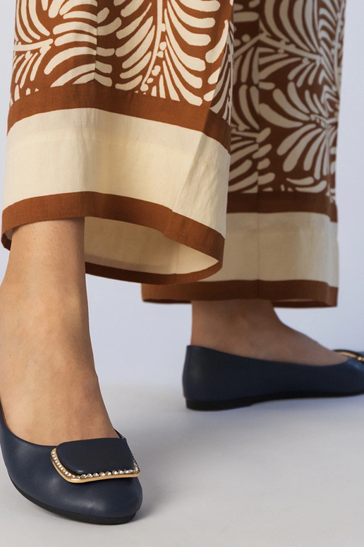 Donkerblauwe dames ballerina's met...