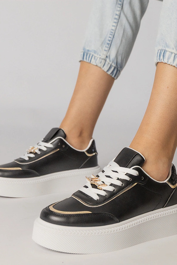 Zwarte sportschoenen met glitters en zirconia steentjes, „Felura"