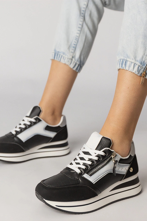 Zwarte sportschoenen met rits, „Syvilla"