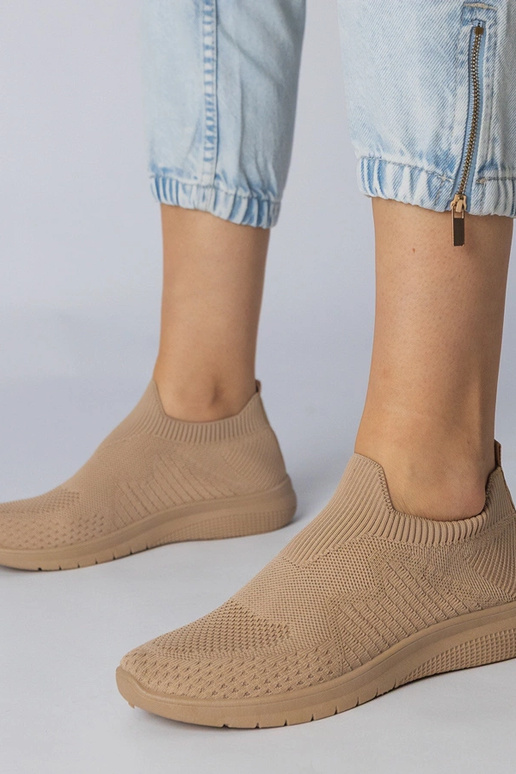 Zandkleurige sportschoenen met...