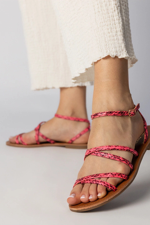 Roze sandalen op platte zool, „Kates"