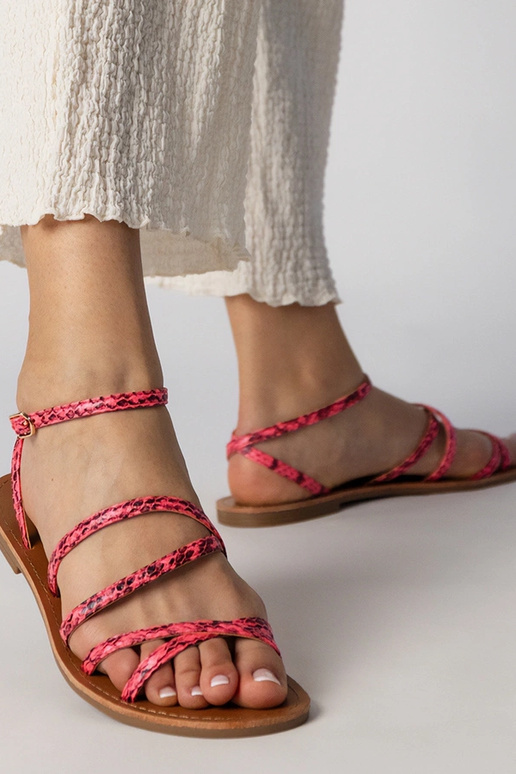 Roze sandalen op platte zool, „Kates"