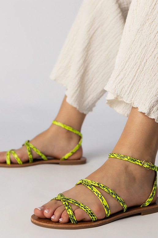 Gele sandalen op platte zool, „Kates"