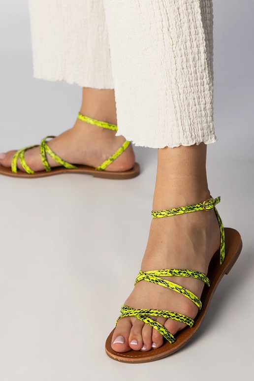 Gele sandalen op platte zool, „Kates"