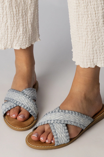 Blauwe dames gevlochten slippers, „Ellinara"