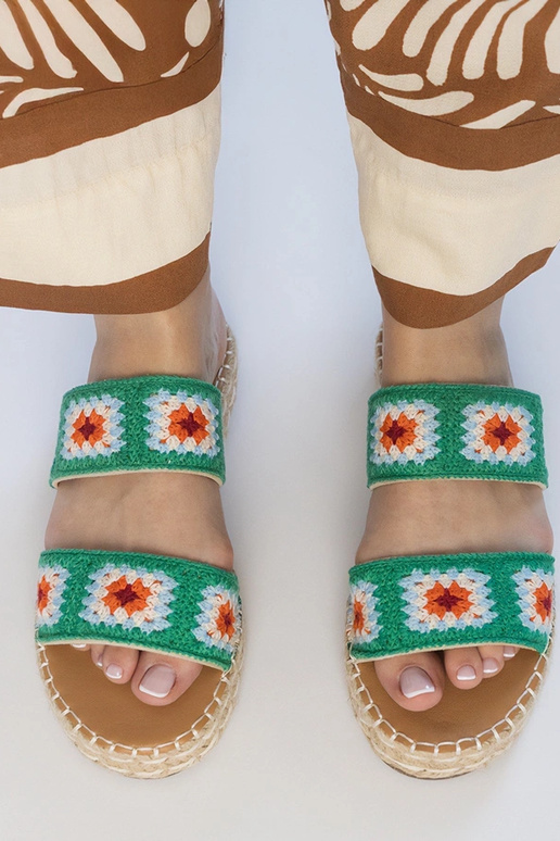 Groene espadrilles slippers met...