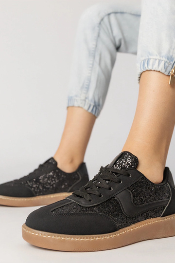 Zwarte dames sportschoenen met glitter, „Likana"