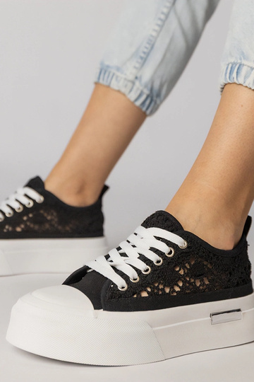 Zwarte gemêleerde dames sportschoenen, „Runna"