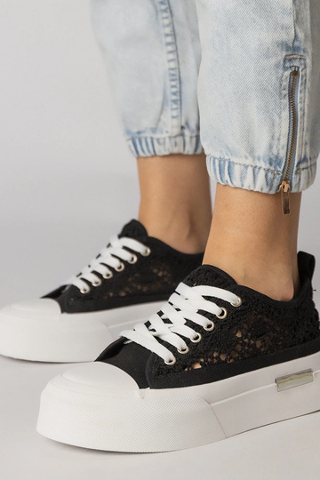 Zwarte gemêleerde dames sportschoenen, „Runna" 2
