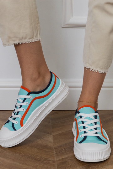 Blauwe dames schoenen op een platform, „Salis" 2