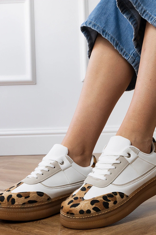 Witte sportschoenen met panterprint,...