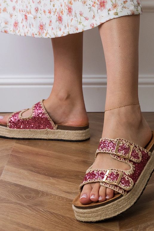 Roze espadrilleslippers met glitter...