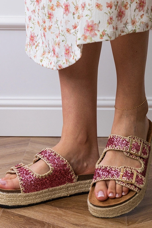 Roze espadrilleslippers met glitter...