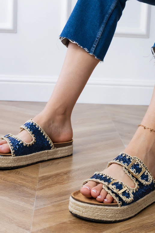 Donkerblauwe espadrilleslippers met...
