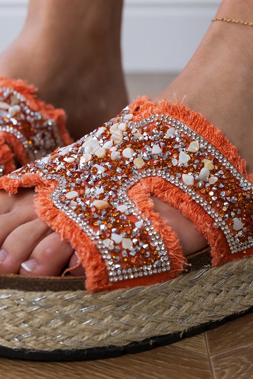 Oranje espadrille slippers met...