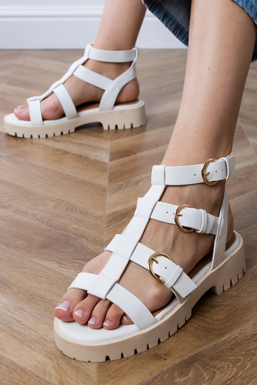 Witte gladiator sandalen met enkelband, "Badana" 2