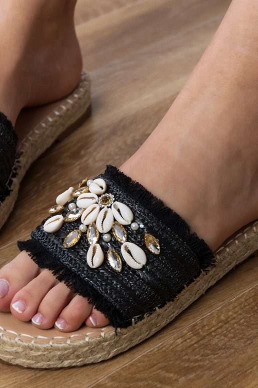 Zwarte espadrilleslippers met...