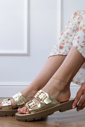 Gouden platte slippers met... 2