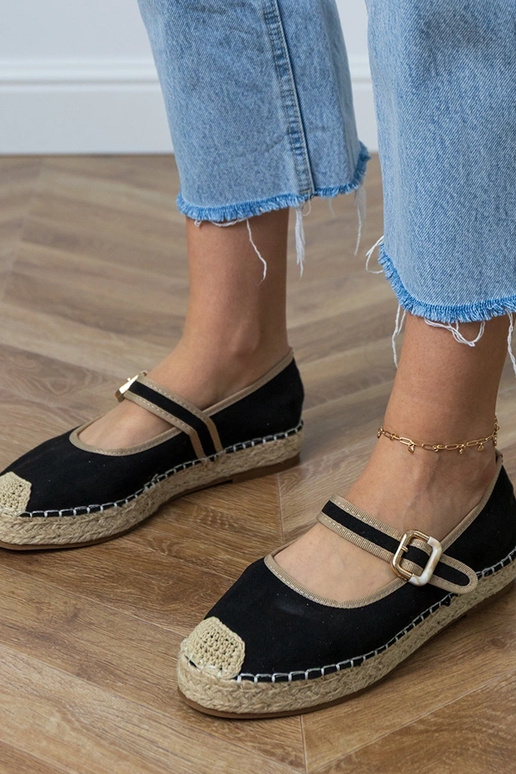 Zwarte espadrilles met decoratieve...