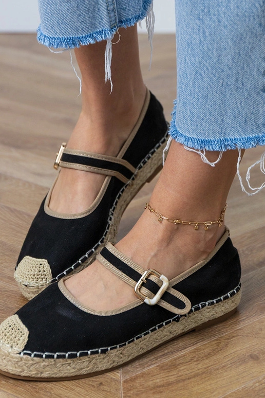 Zwarte espadrilles met decoratieve...