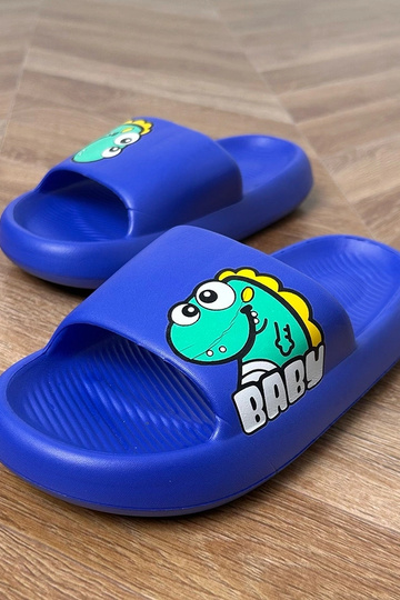 Blauwe kinder slippers met prints Milos