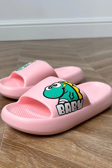 Roze kinder slippers met prints Milos 2