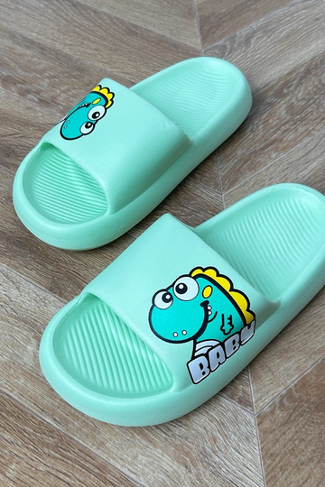 Groene kinder slippers met prints Milos 2