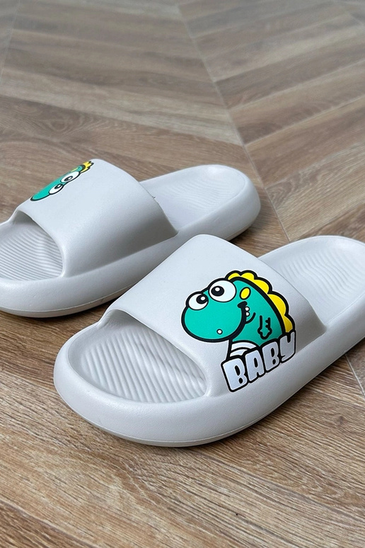 Grijze kinder slippers met prints Milos Grijze kinder slippers met prints Milos