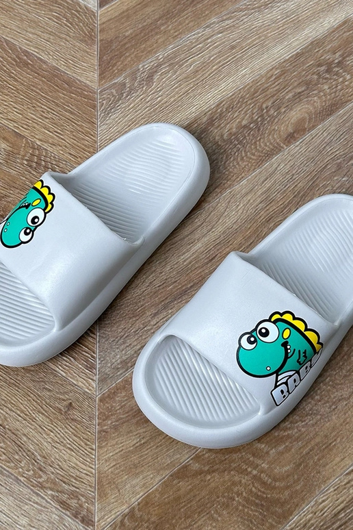 Grijze kinder slippers met prints Milos Grijze kinder slippers met prints Milos