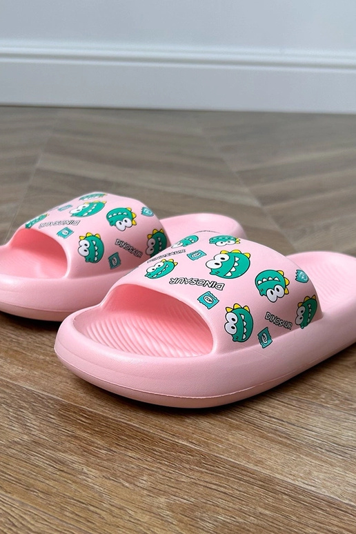 Roze kinder slippers met prints Dinos Roze kinder slippers met prints Dinos