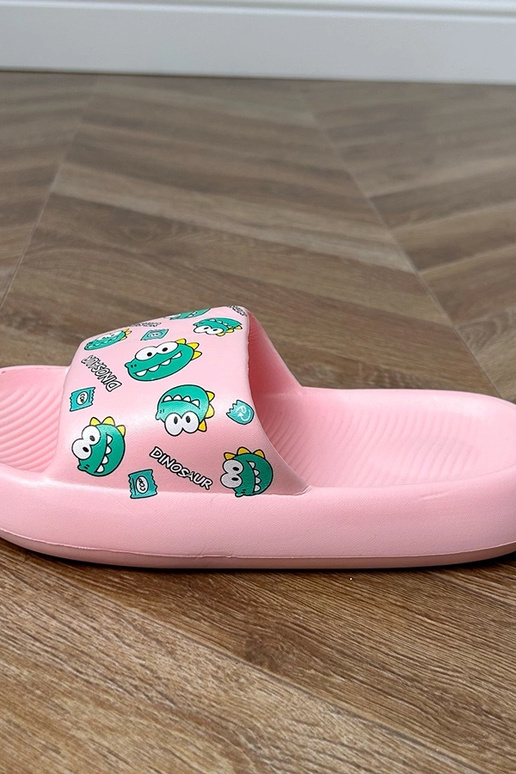 Roze kinder slippers met prints Dinos Roze kinder slippers met prints Dinos