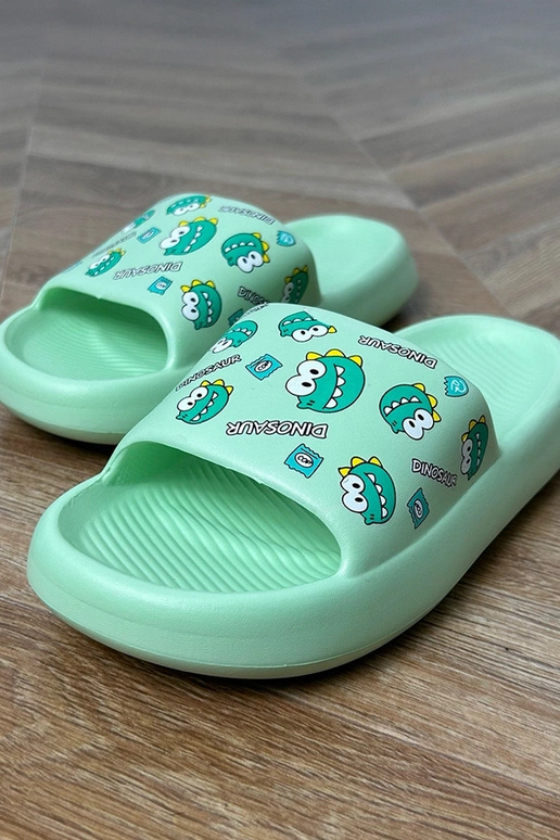 Groene kinder slippers met prints Dinos