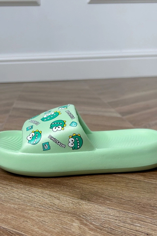 Groene kinder slippers met prints Dinos