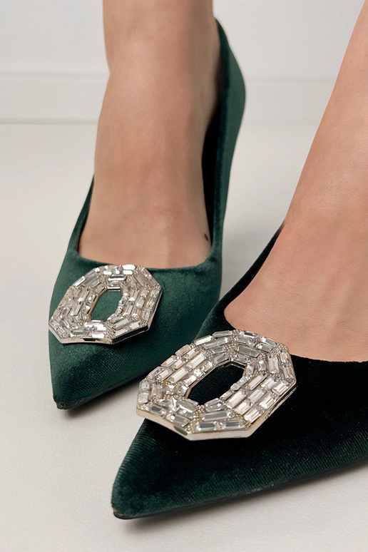 Groene sandalen met zirconia op...