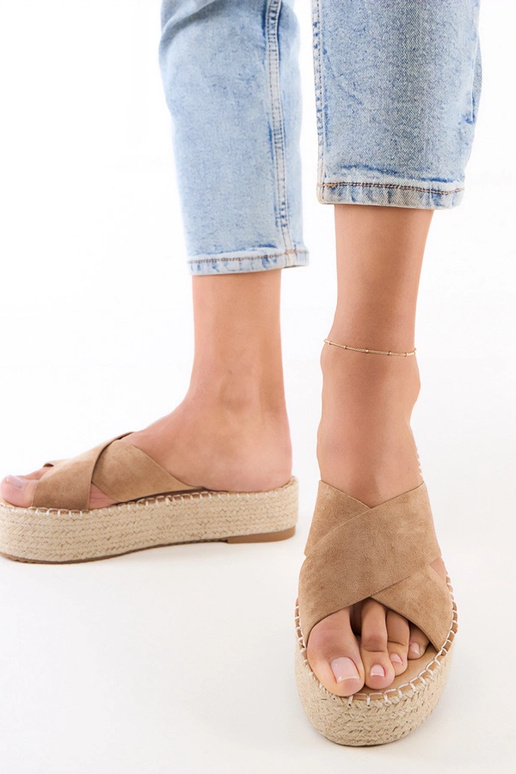Bruine espadrille slippers met...