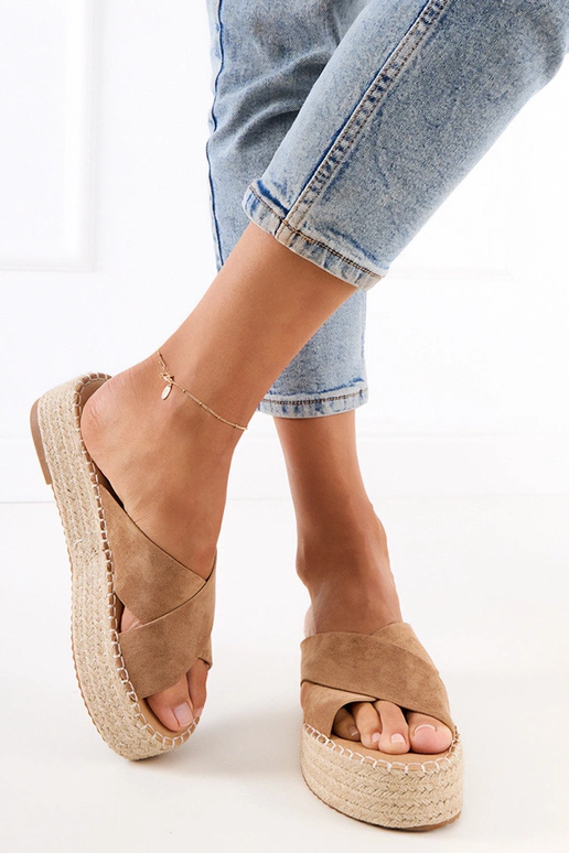 Bruine espadrille slippers met...