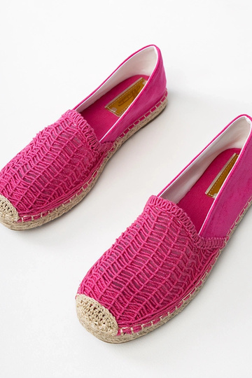 Roze gehaakte espadrilles op platform Plevis 2