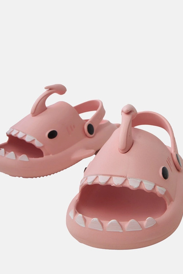 Roze kinderslippers met haai-motieven Tossi 2