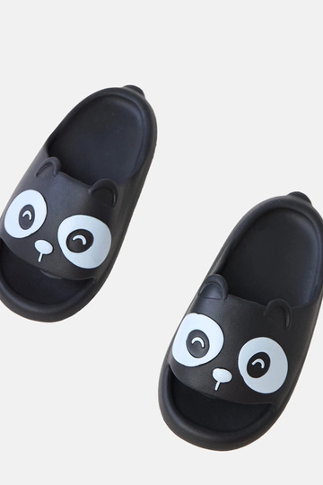 Zwarte kinderslippers met panda-motieven Ketti