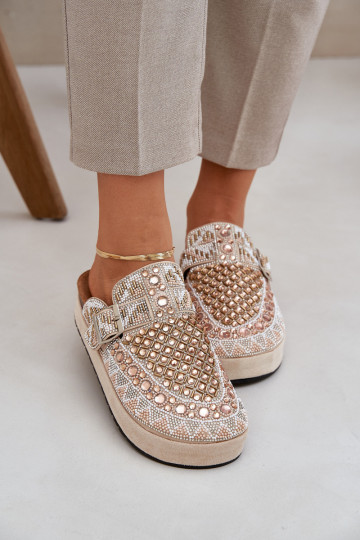 Versierd Slippers met platform beige Terfitra