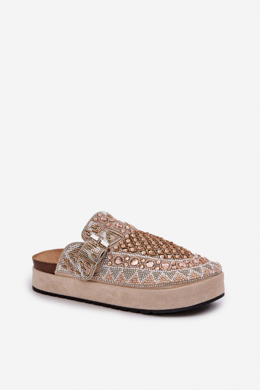 Versierd Slippers met platform beige Terfitra Versierd Slippers met platform beige Terfitra
