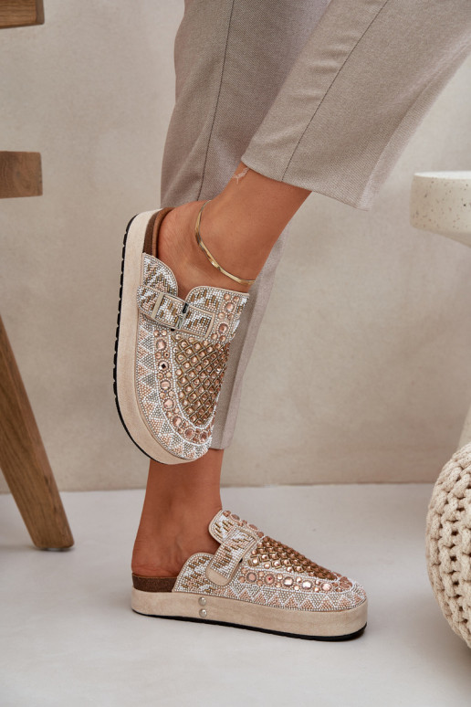 Versierd Slippers met platform beige Terfitra Versierd Slippers met platform beige Terfitra