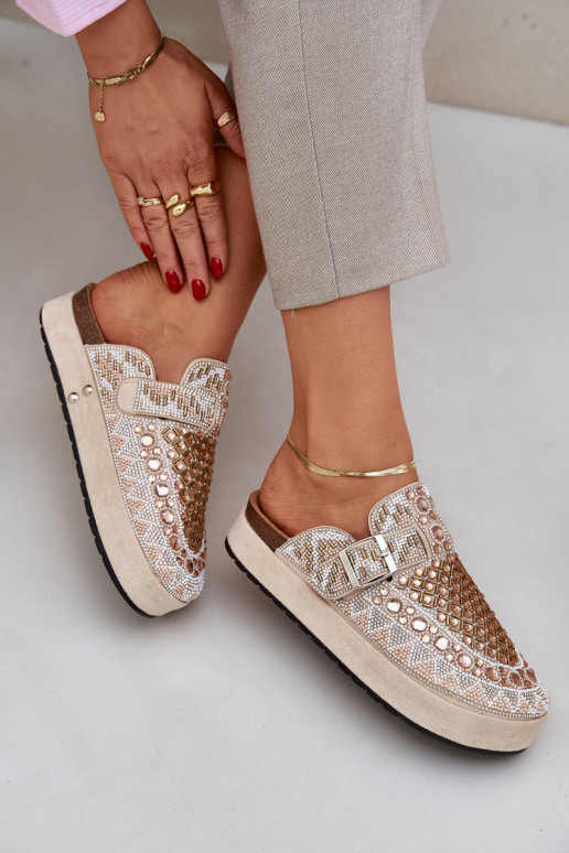 Versierd Slippers met platform beige Terfitra Versierd Slippers met platform beige Terfitra