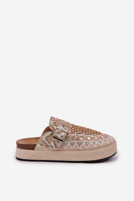 Versierd Slippers met platform beige Terfitra Versierd Slippers met platform beige Terfitra